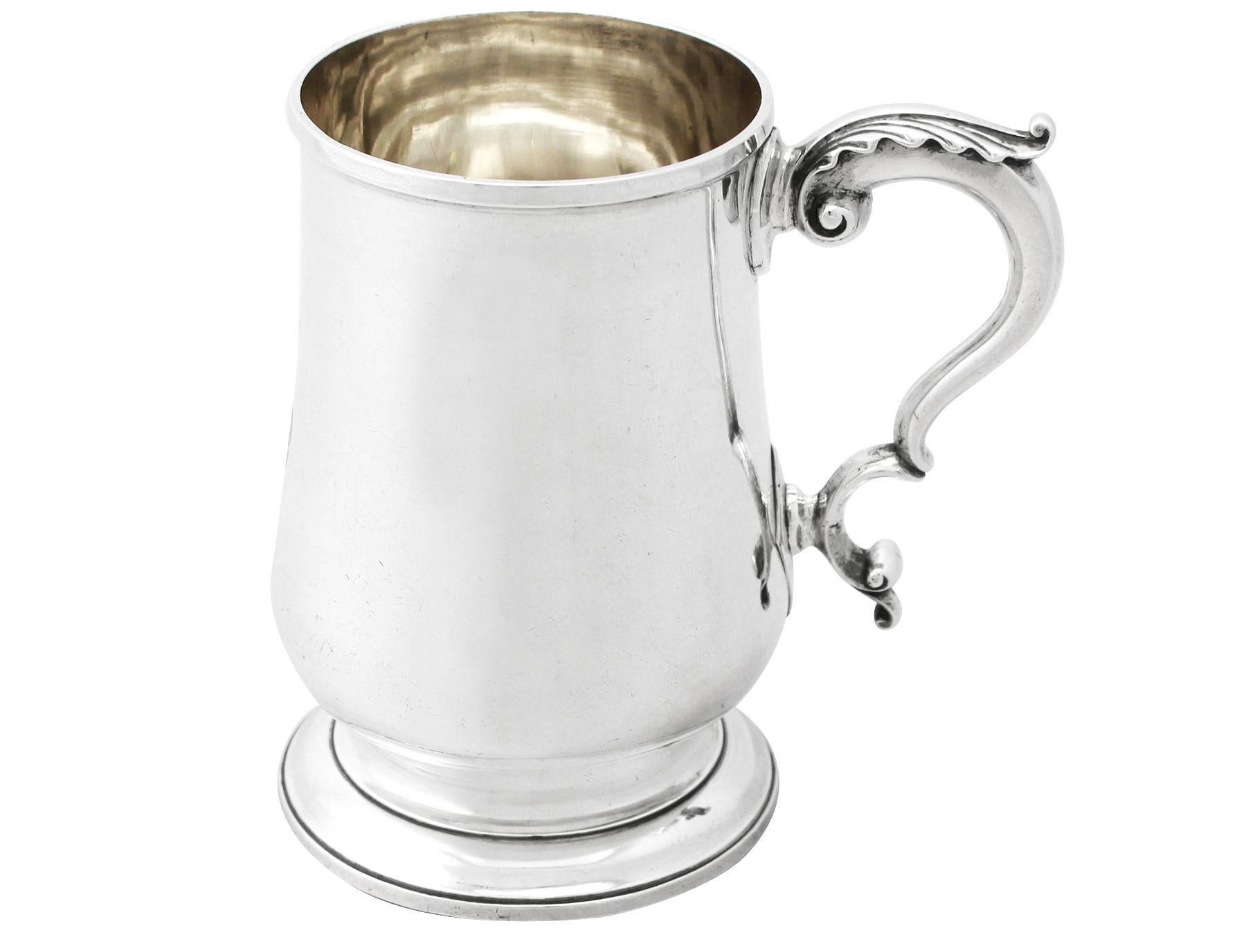 Solomon Hougham Antique Georgian English Sterling Silver Pint Mug In Excellent Condition In Jesmond, Newcastle Upon Tyne