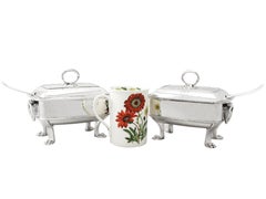Antique Georgian English Sterling Silver Sauce Tureens with Ladles