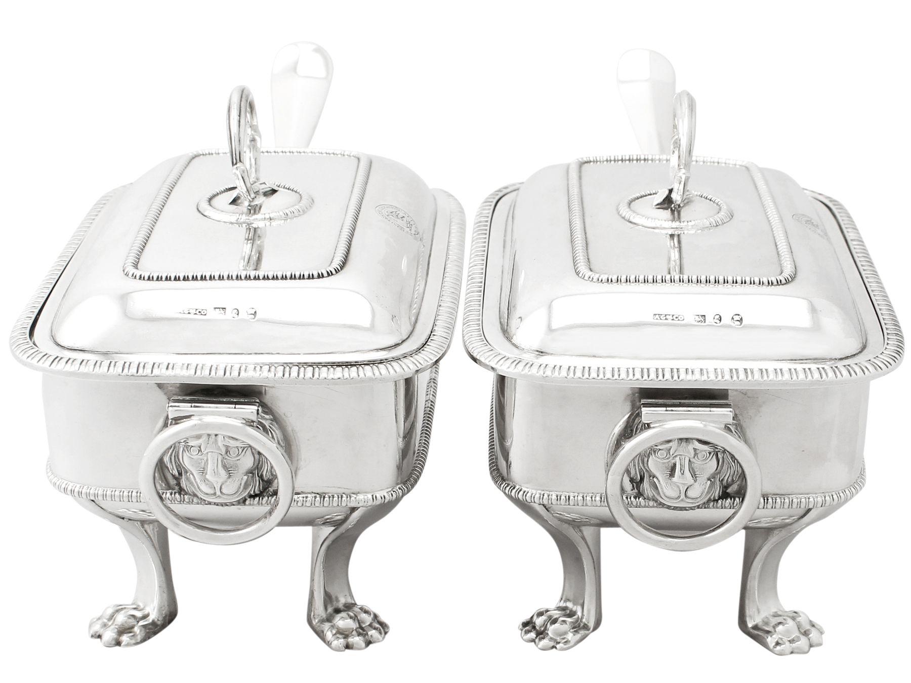 George III Antique Georgian English Sterling Silver Sauce Tureens with Ladles