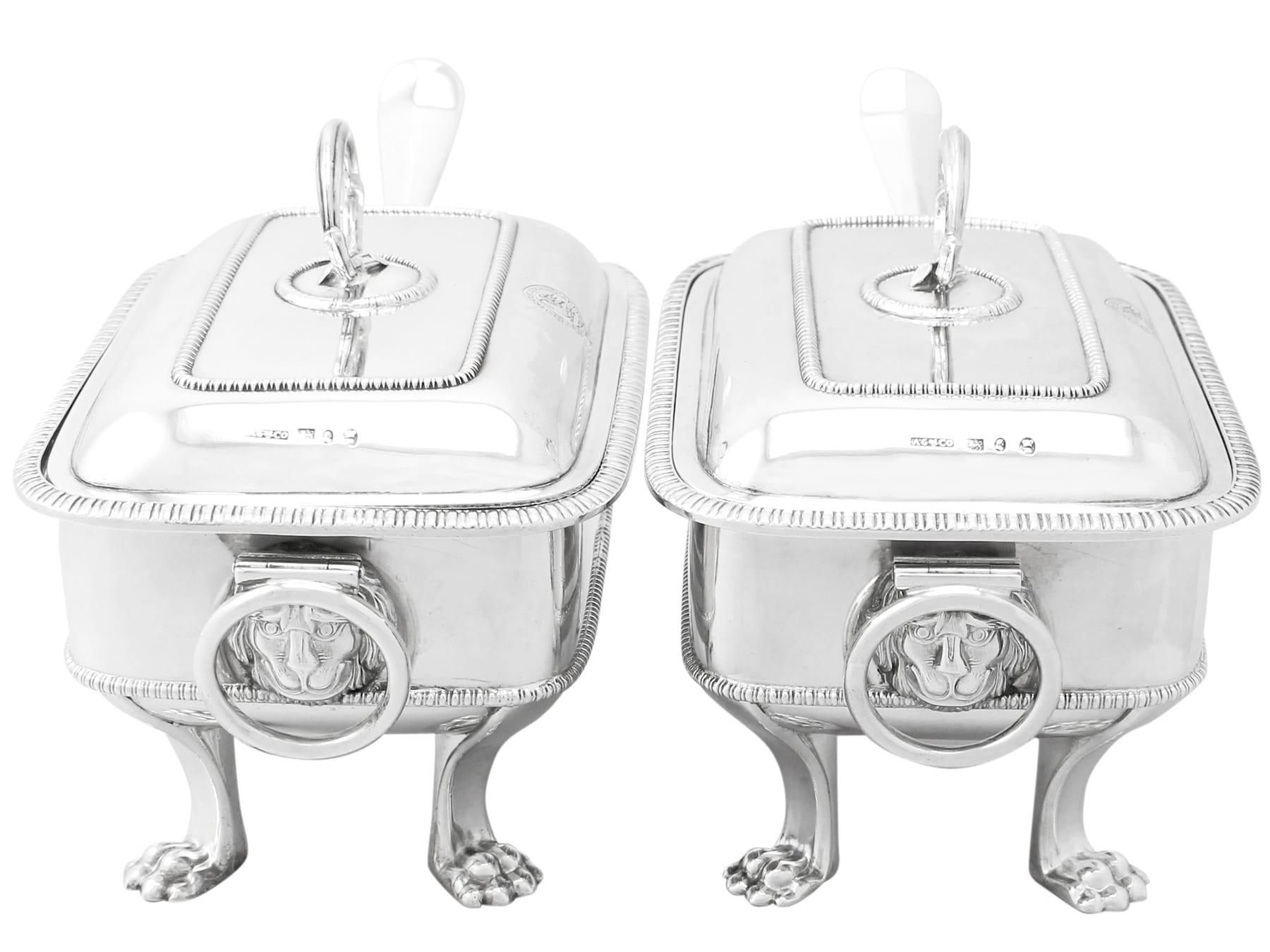 George III Antique Georgian English Sterling Silver Sauce Tureens with Ladles For Sale