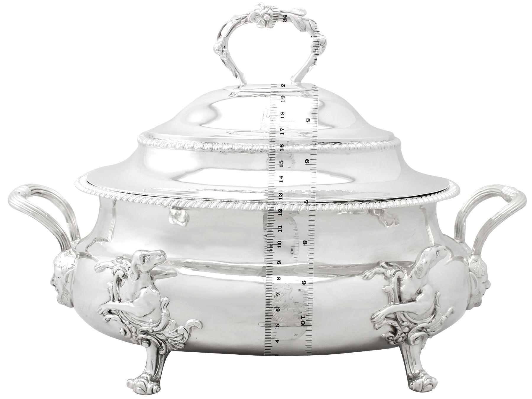 Antique Georgian English Sterling Silver Soup Tureen For Sale 7
