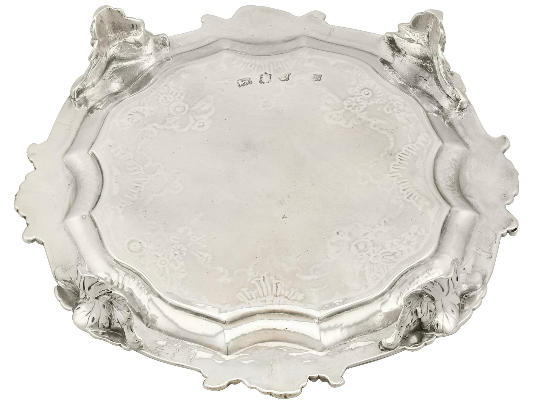 Antique Georgian English Sterling Silver Waiter, 1749 3