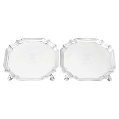 Antique Georgian English Sterling Silver Waiters