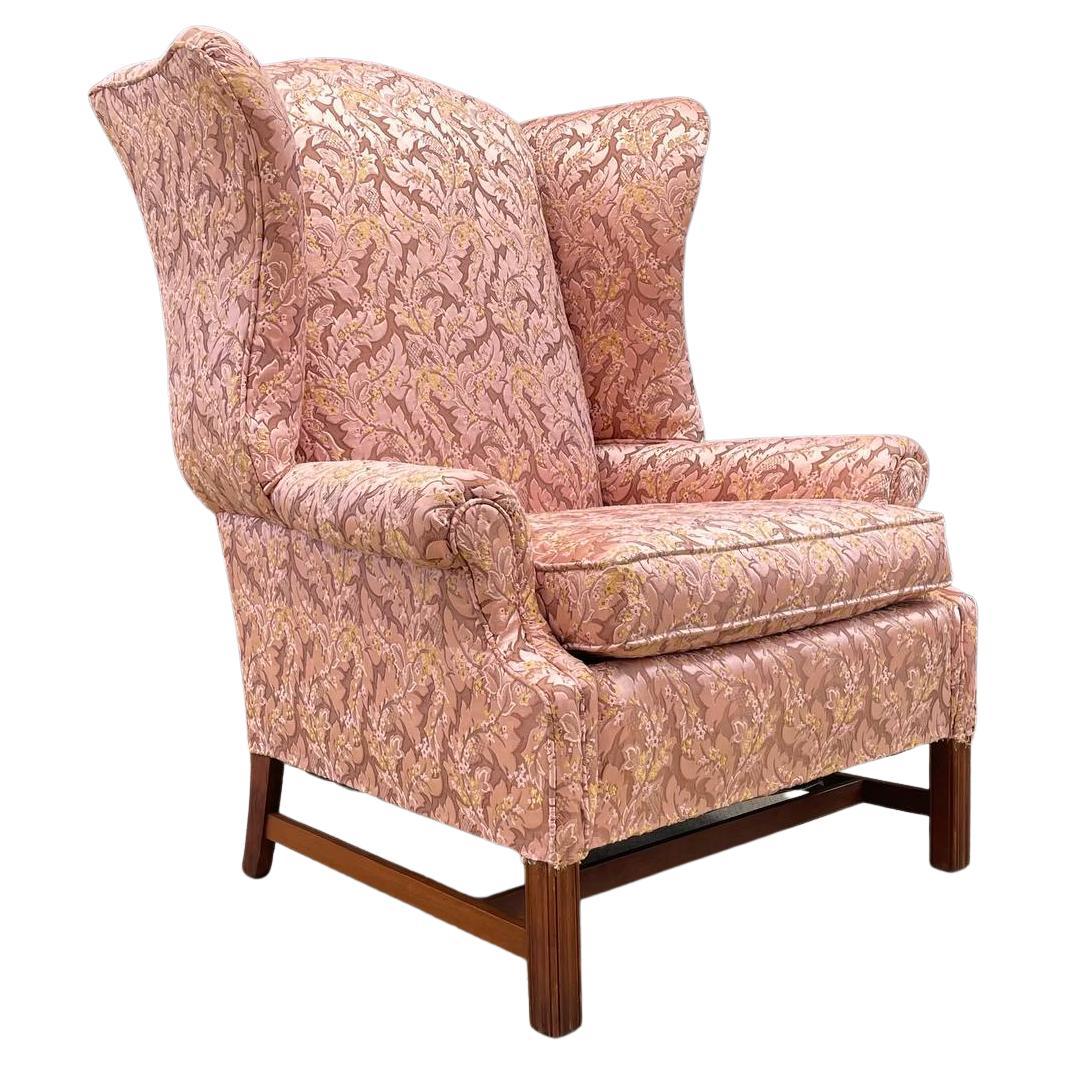 Antique Georgian English Style Wing Back Lounge Chair For Sale
