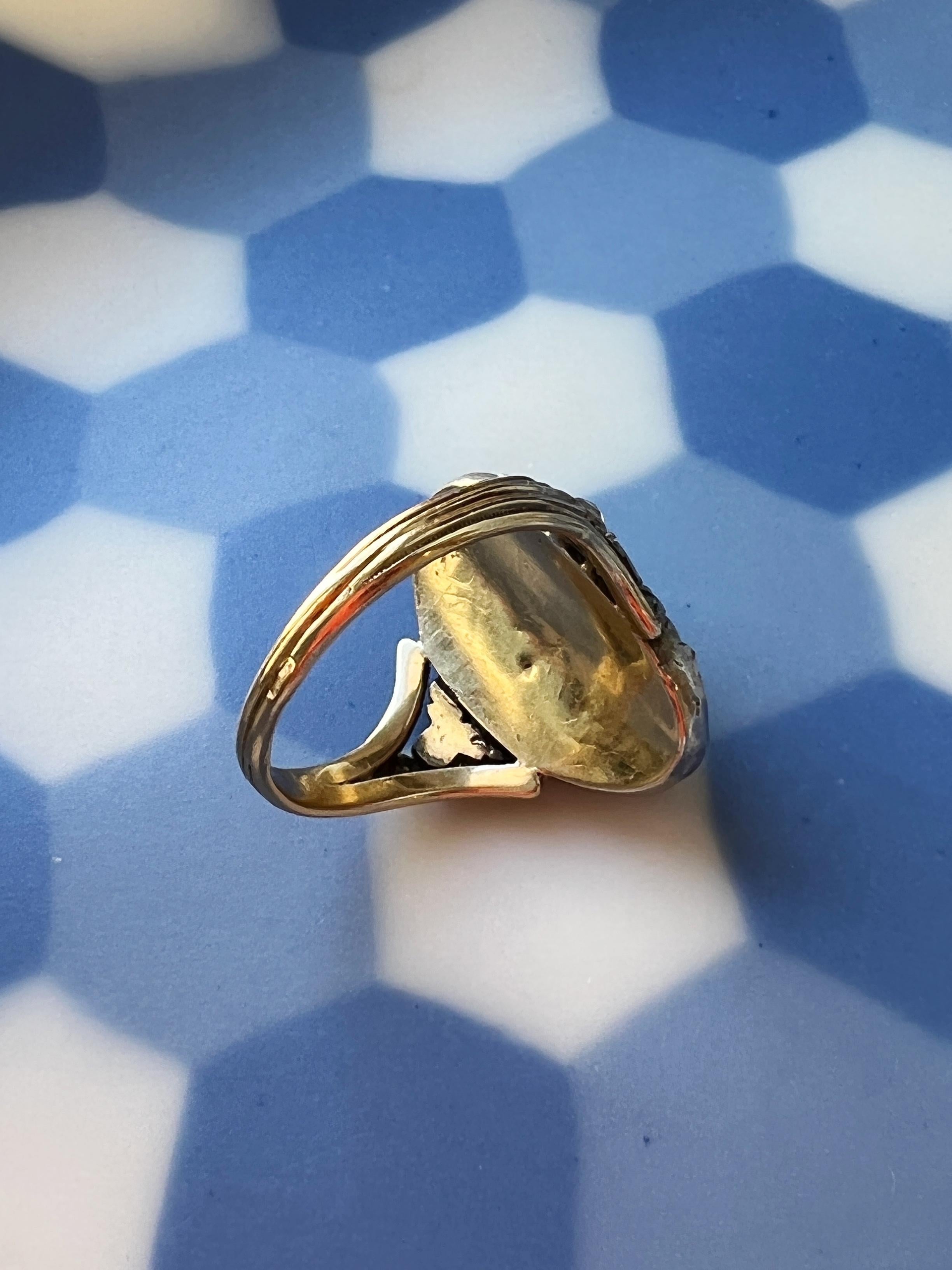 Antik georgianischen Ära 18K Gold Diamant Aussage Ring im Angebot 1