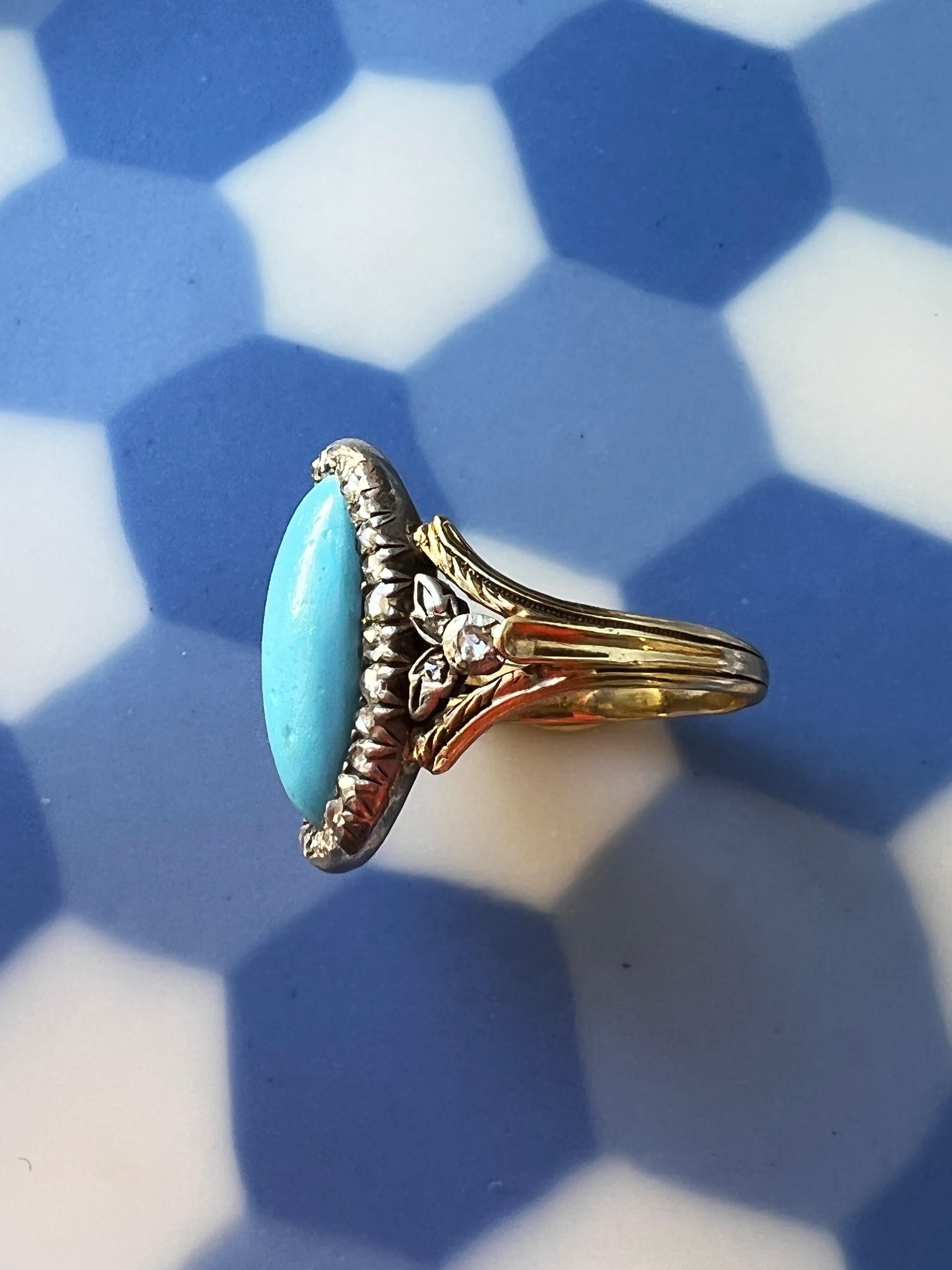 Antik georgianischen Ära 18K Gold Diamant Aussage Ring im Angebot 2