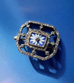 Antique Georgian Era 18k Gold Diamond Wedgwood Style Daisy Flower Brooch