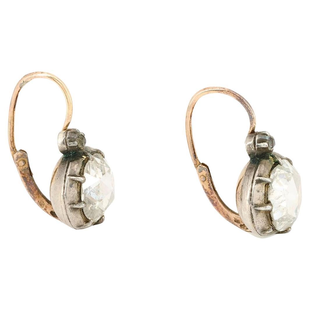 Antique Georgian Era Rose Cut Diamond Earrings 1790's In Good Condition For Sale In Firenze, IT