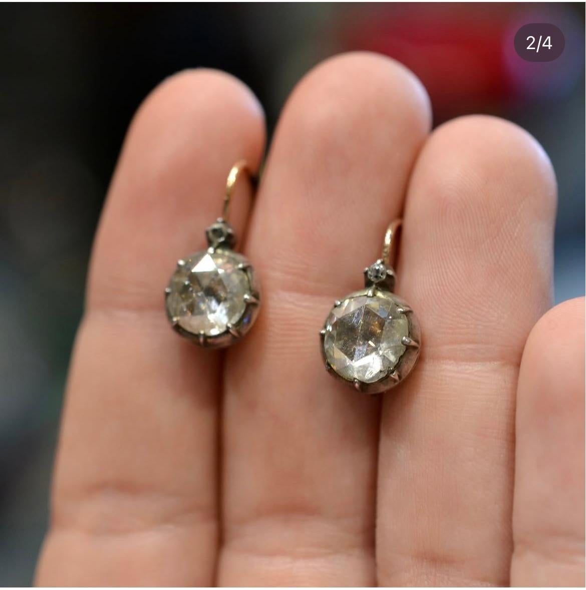 Antike georgianische Ära Rose Cut Diamond Ohrringe 1790's für Damen oder Herren im Angebot