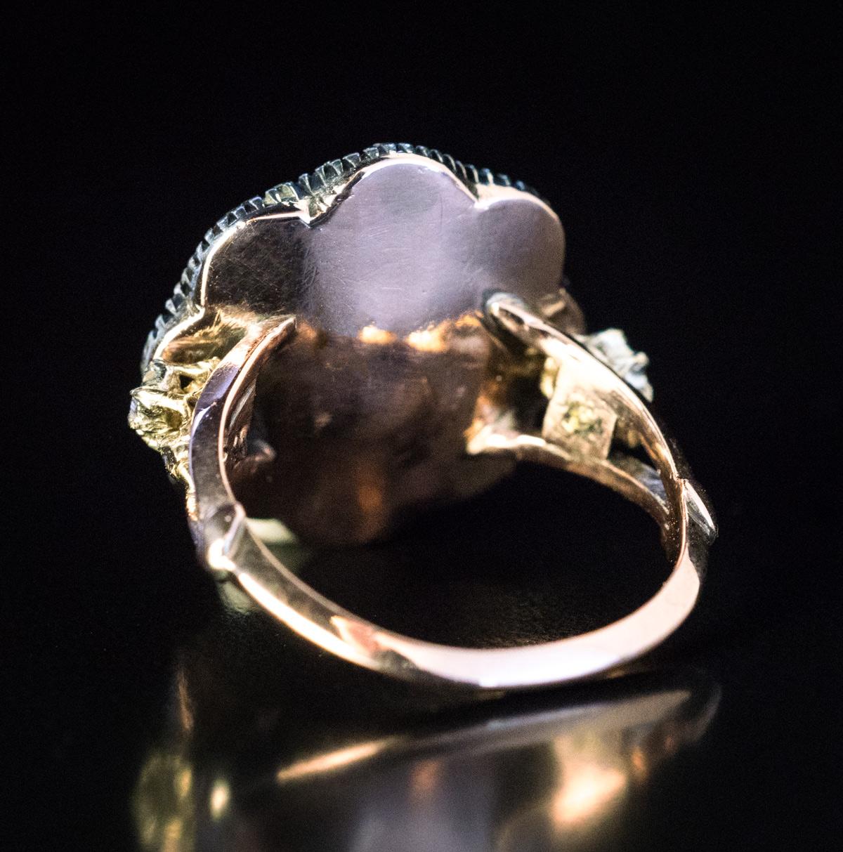 Antique Georgian Era Rose Cut Diamond Ring, circa 1780 In Excellent Condition In Chicago, IL