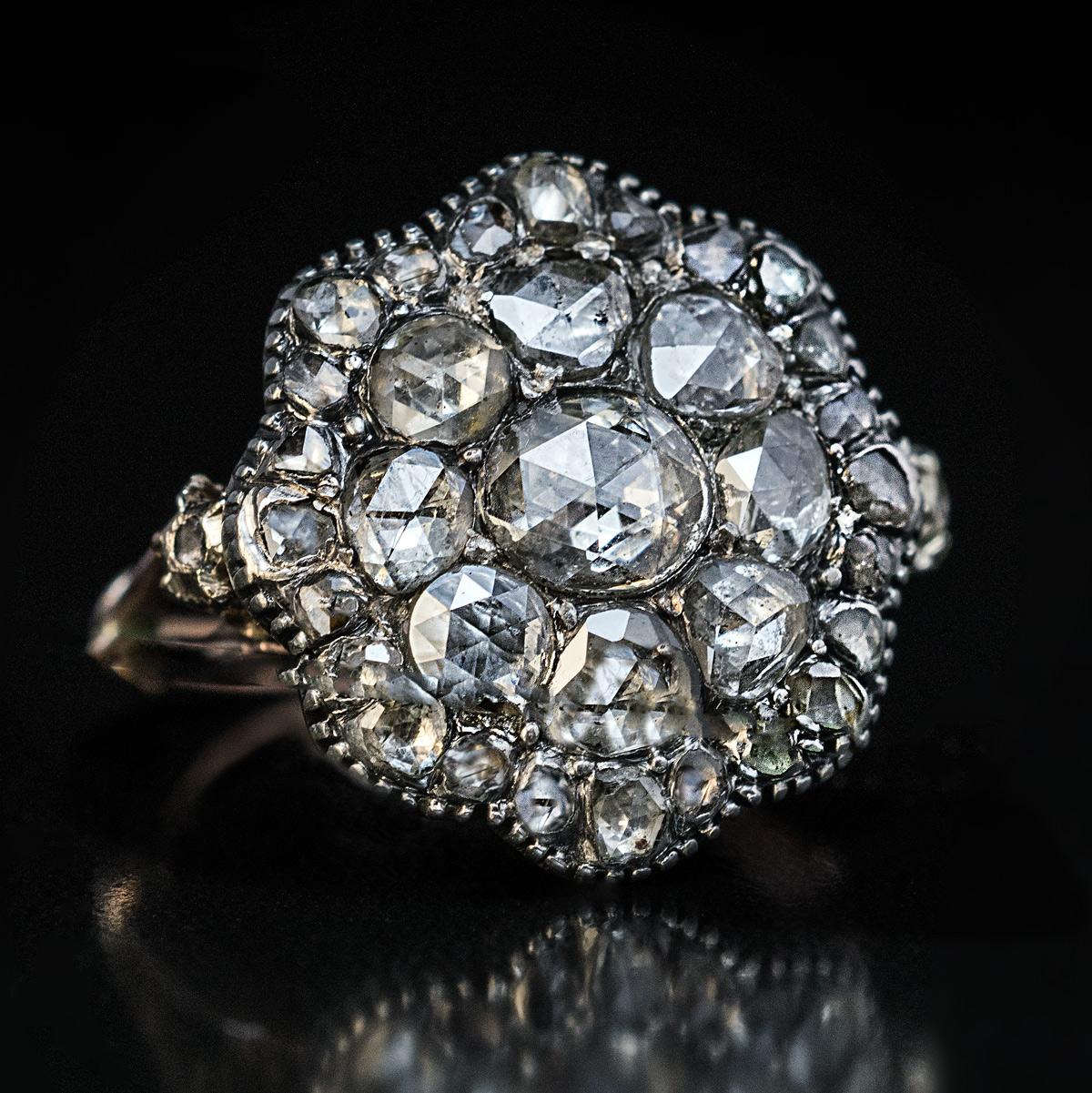 Antique Georgian Era Rose Cut Diamond Ring, circa 1780 1