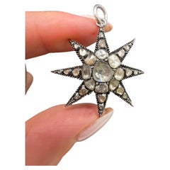 Antique Georgian era Rose Cut Diamond Silver Star Pendant