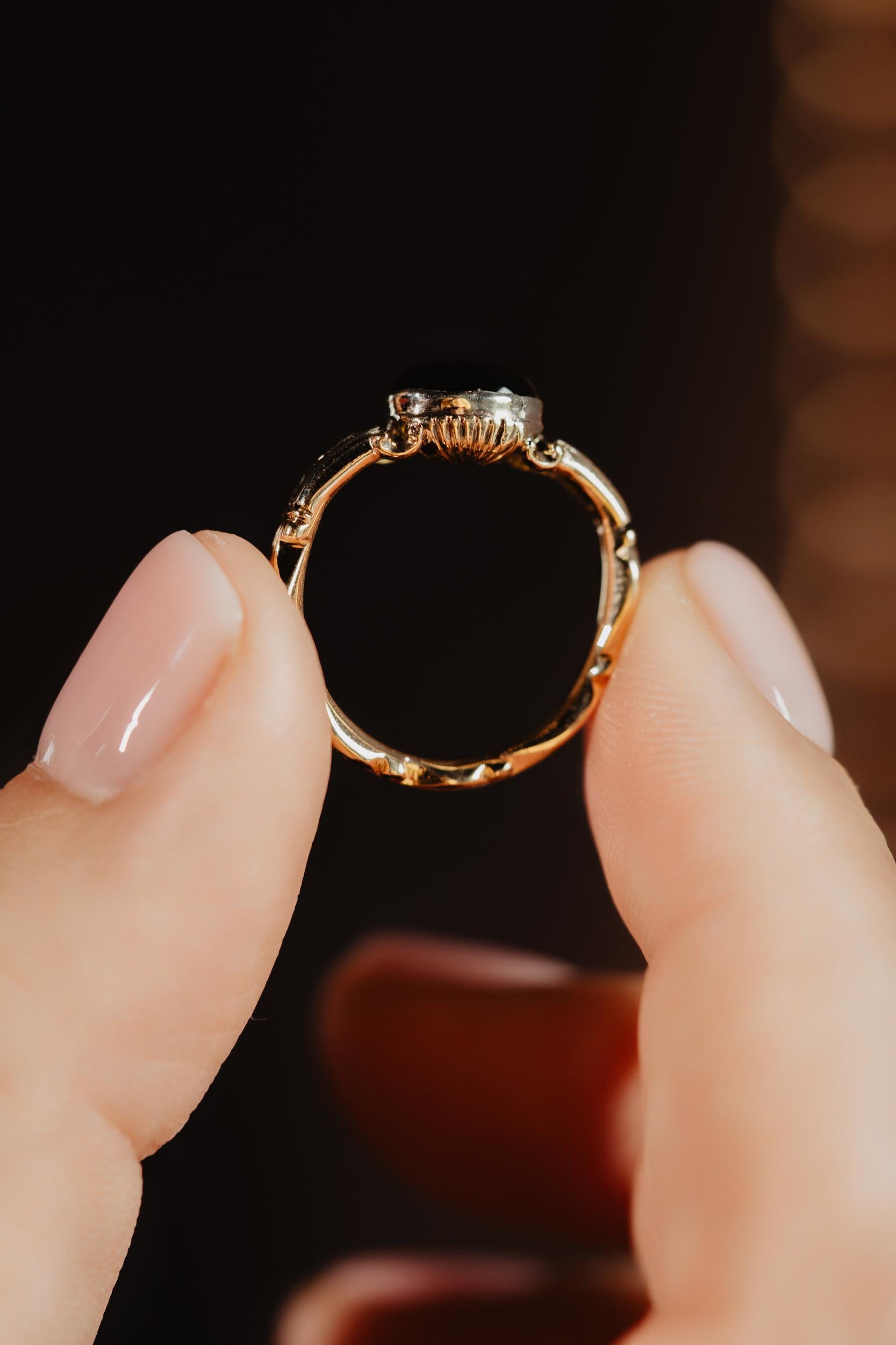 Women's or Men's Antique Georgian Era White Enamel Rococo Ring, Mourning 1700s 18th Century Ring For Sale