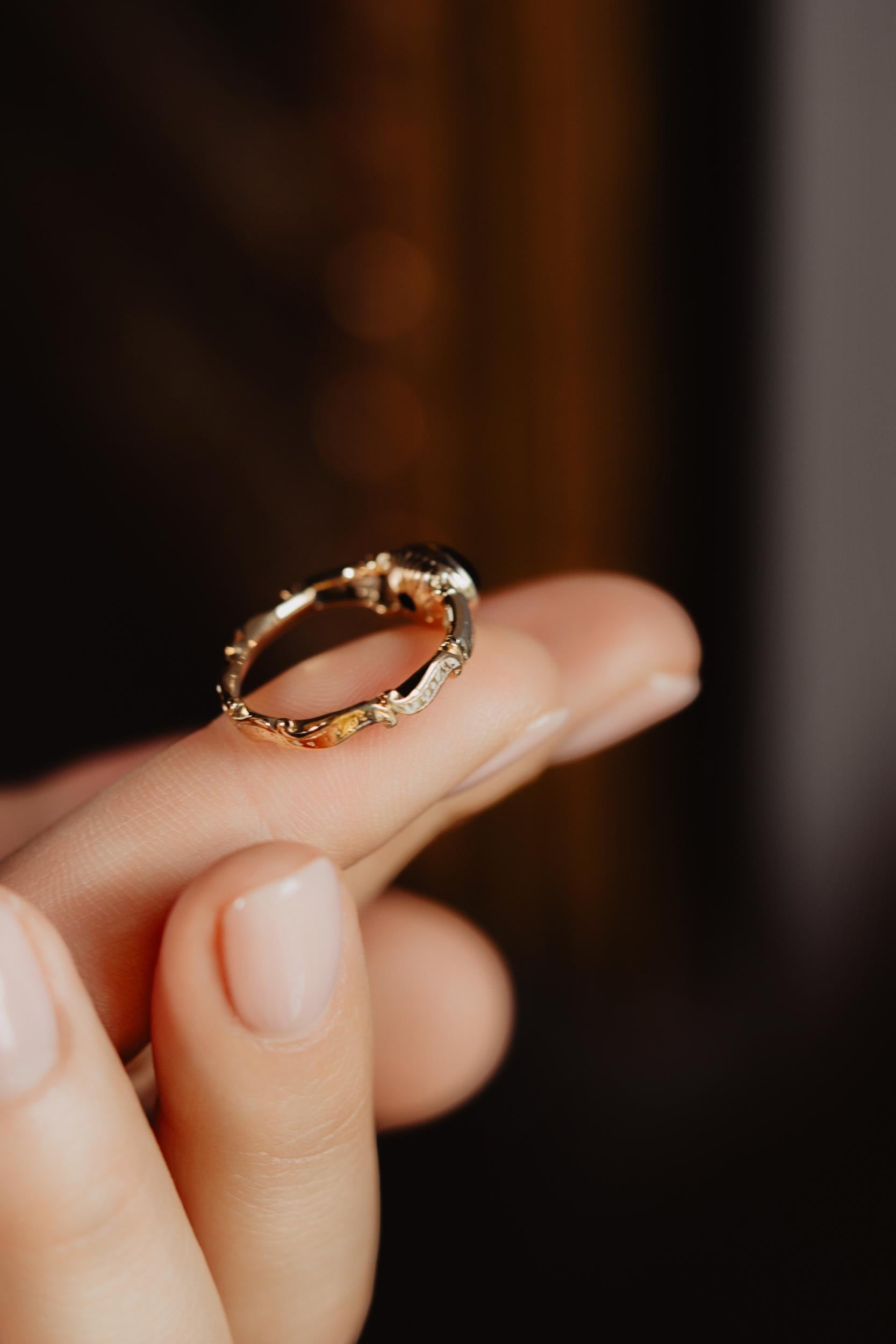 Antique Georgian Era White Enamel Rococo Ring, Mourning 1700s 18th Century Ring For Sale 1