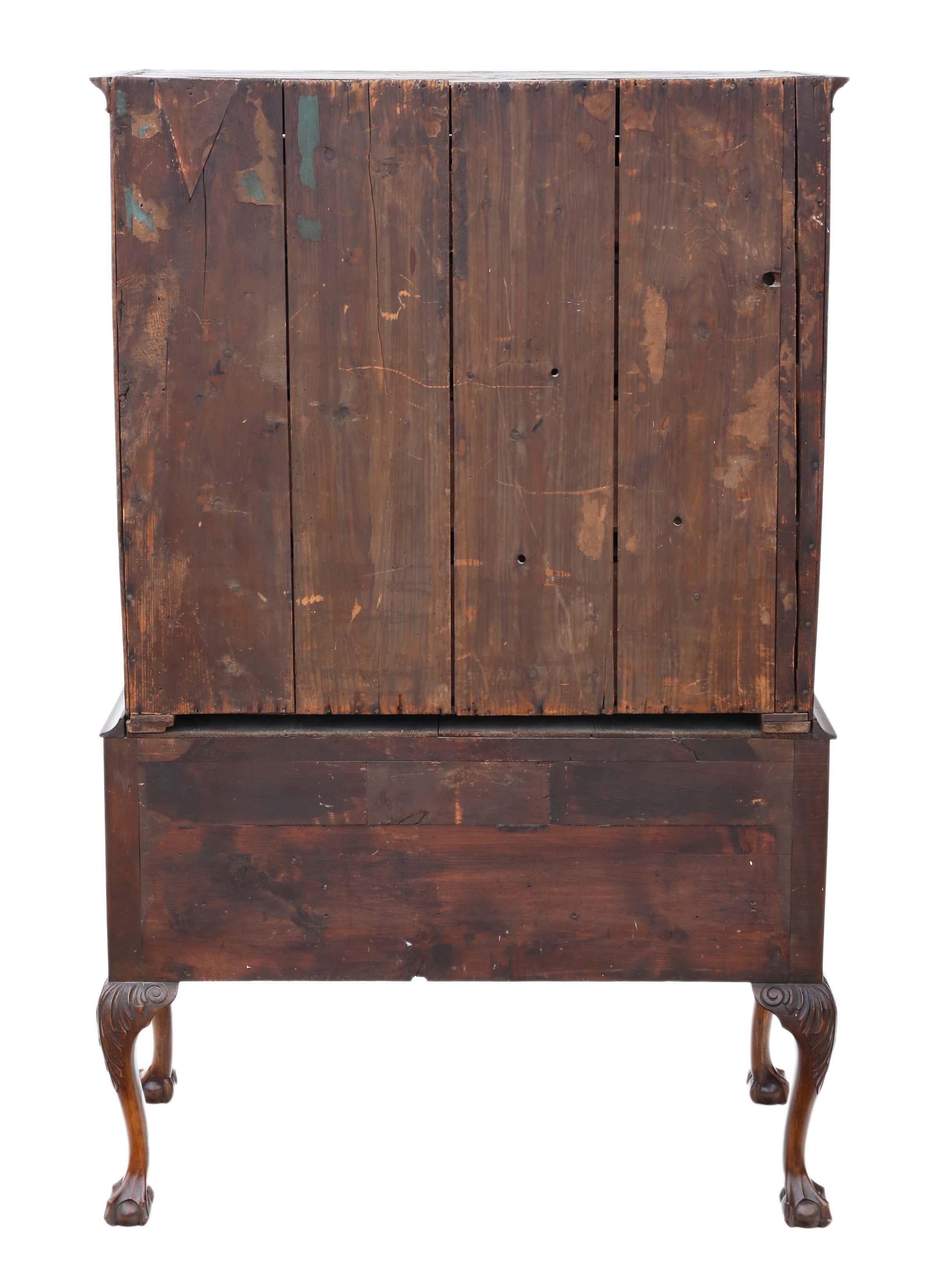 Antique Georgian Figured Walnut Chest of Drawers on Stand from the 18th Century For Sale 4