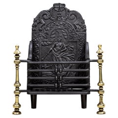 Antique Georgian Fire Basket with Brass Finials