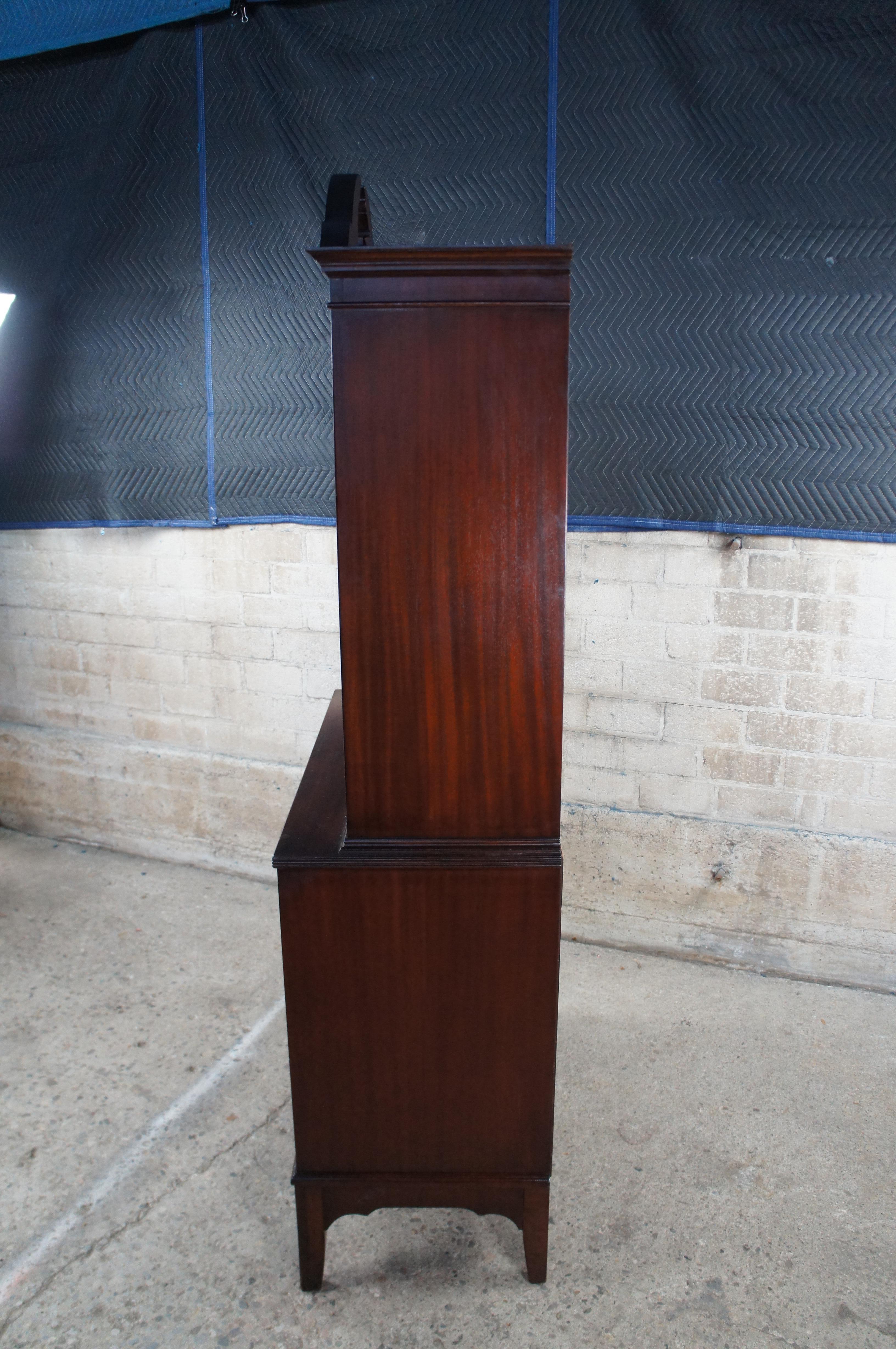 Antique Georgian Flame Mahogany Cupboard China Curio Cabinet Hutch 76