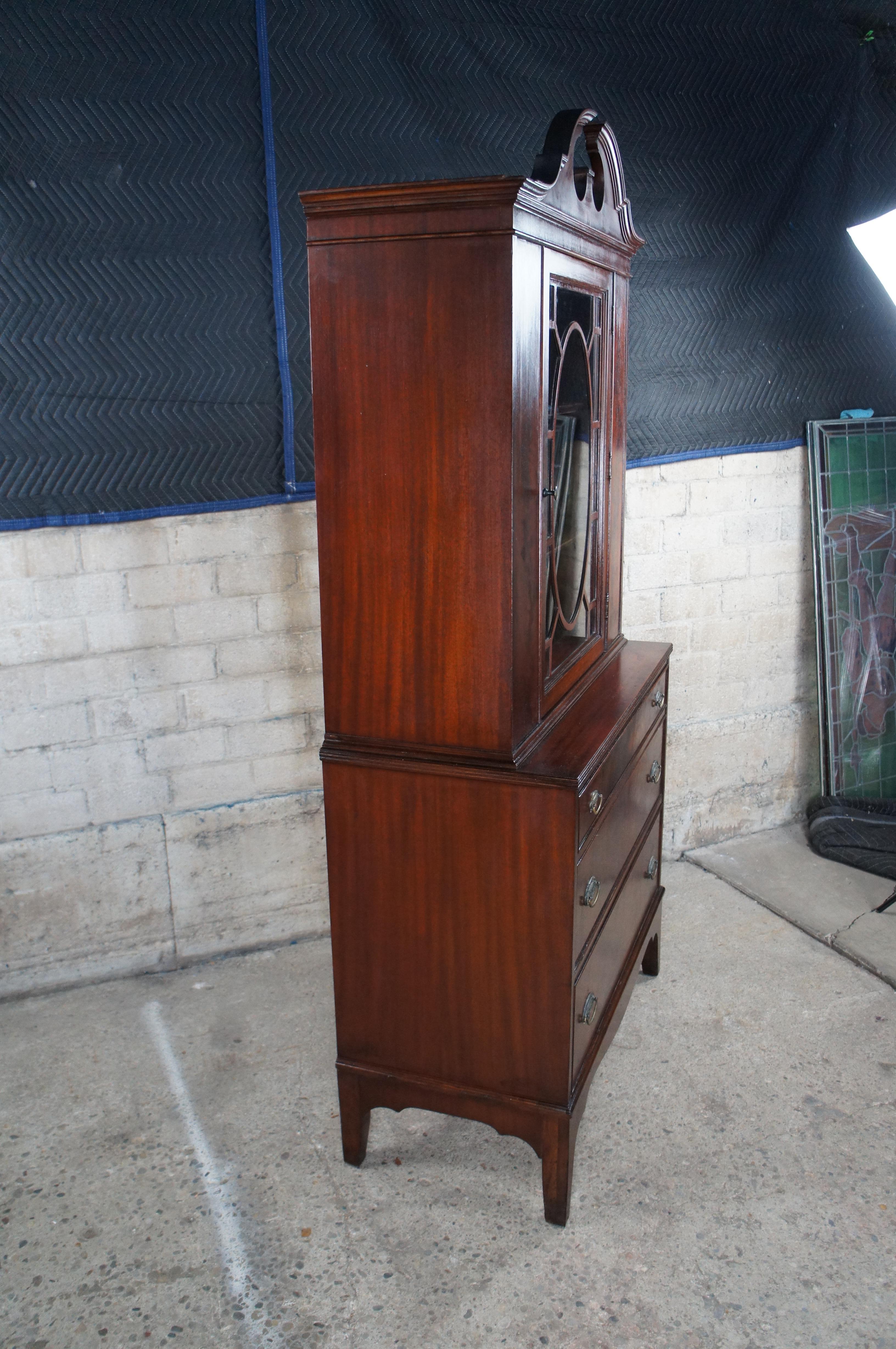 Antique Georgian Flame Mahogany Cupboard China Curio Cabinet Hutch 76