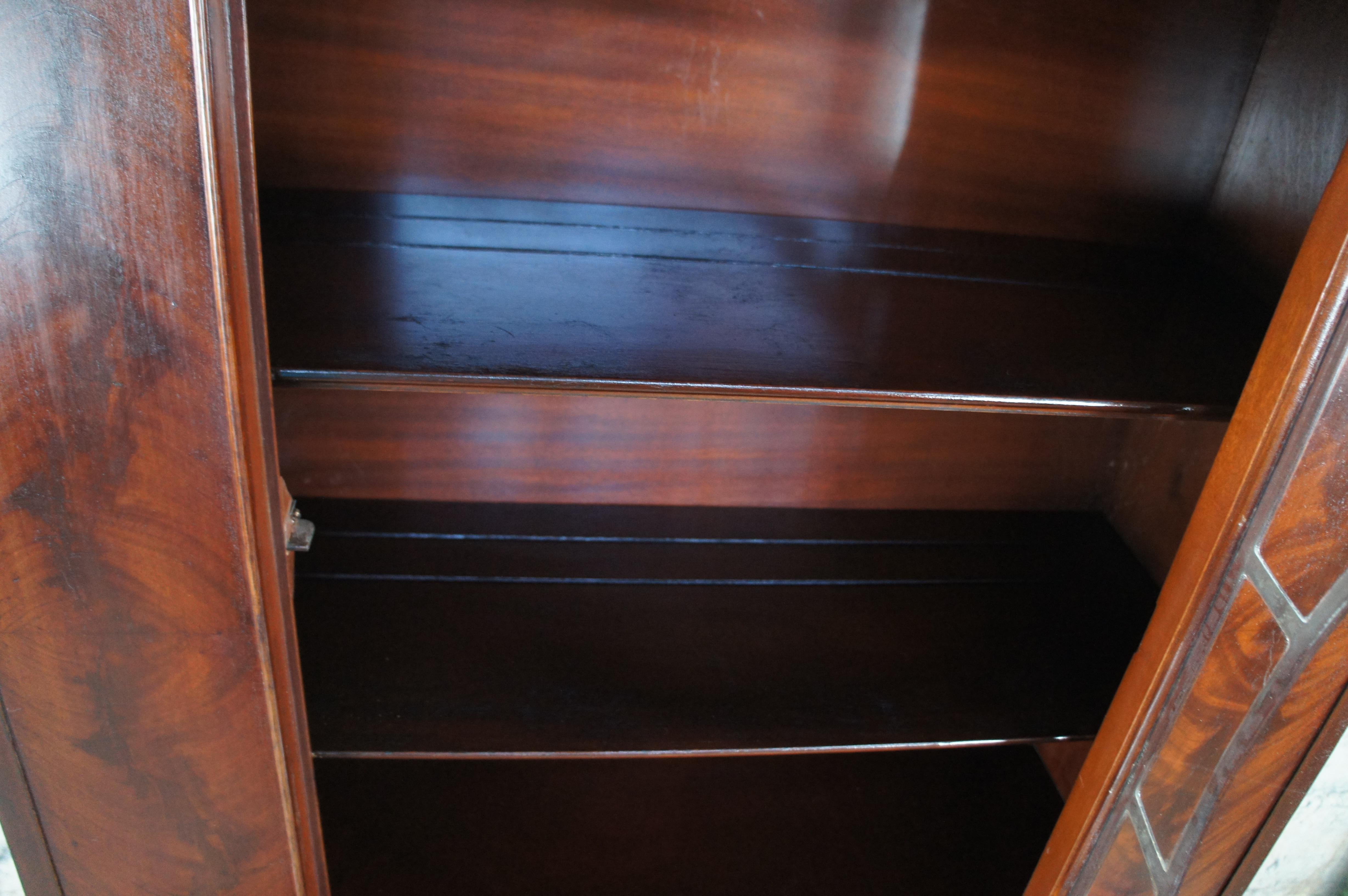 Glass Antique Georgian Flame Mahogany Cupboard China Curio Cabinet Hutch 76