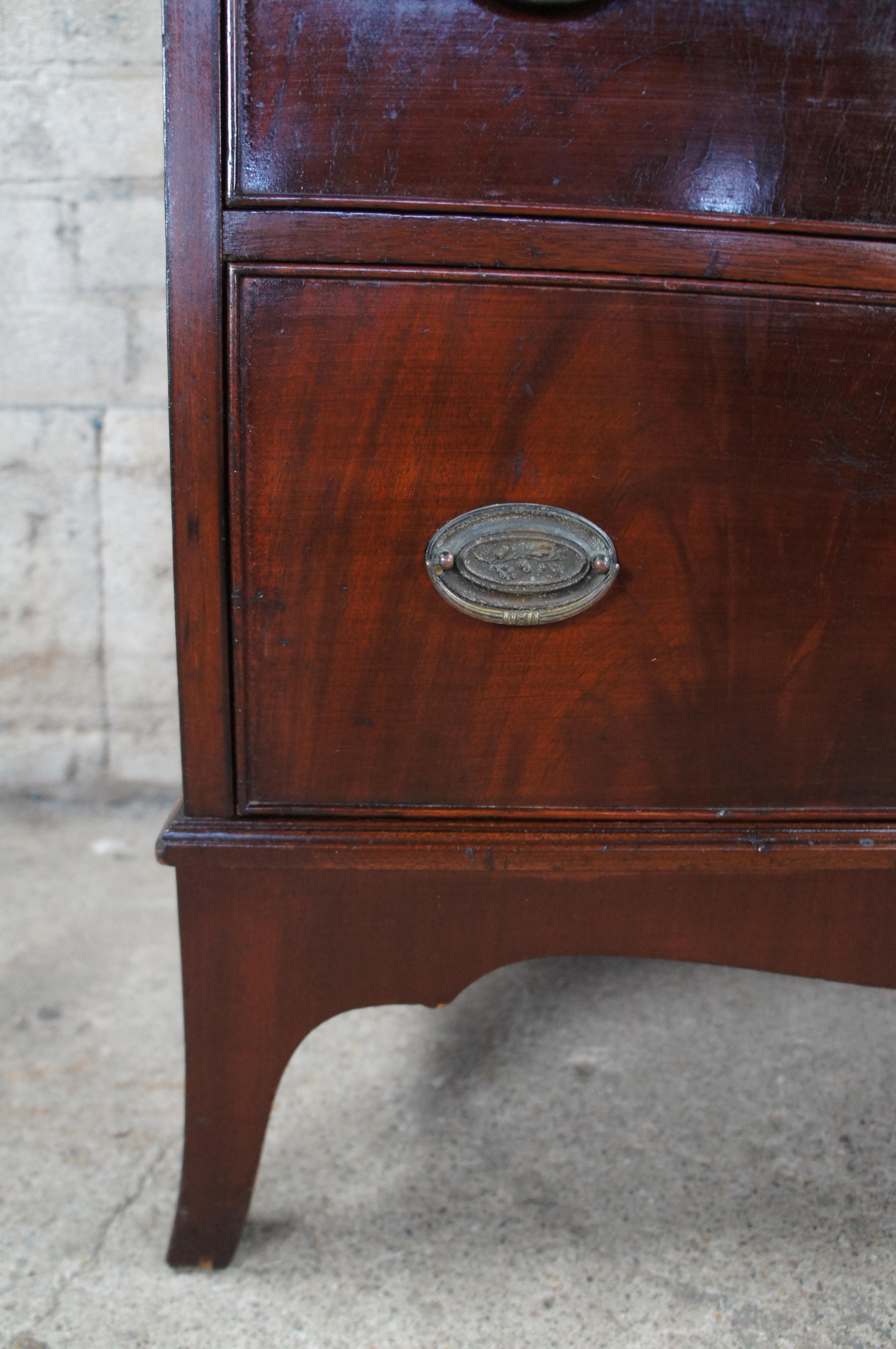 Antique Georgian Flame Mahogany Cupboard China Curio Cabinet Hutch 76