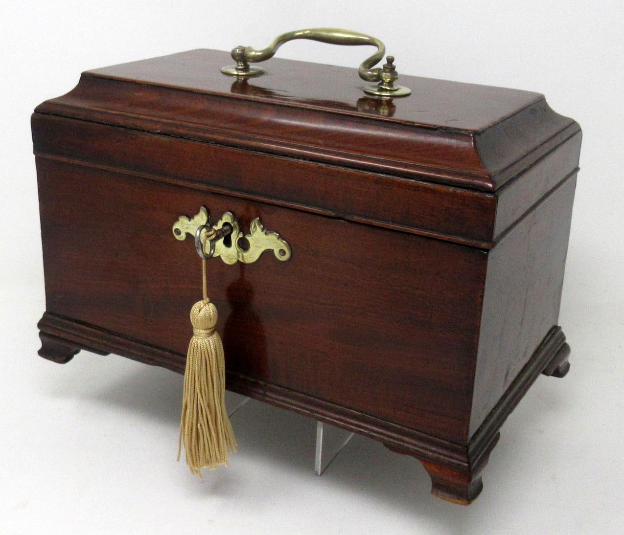 18th Century and Earlier Antique Georgian Flame Mahogany English Double Tea Caddy Box Late 18th Century