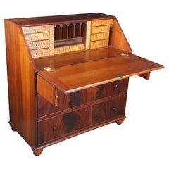 Antique Georgian Flame Mahogany Slant Front Secretary Writing Desk Bureau