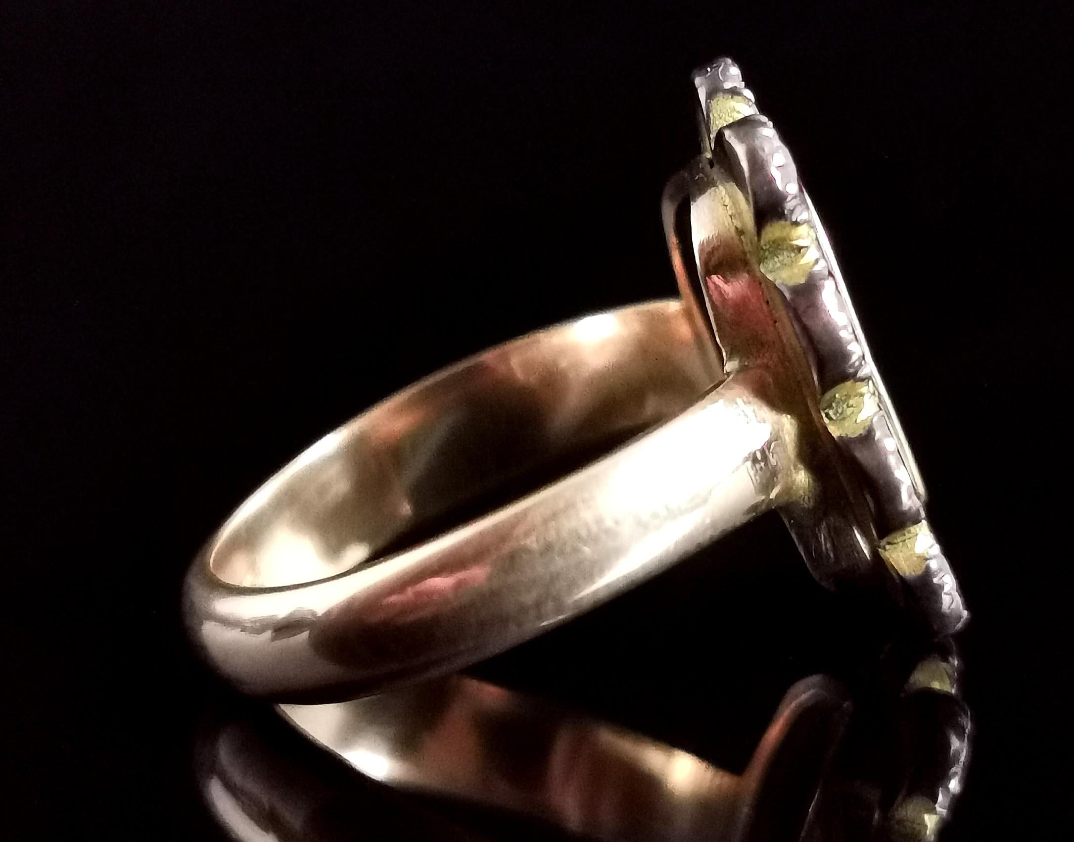 Antique Georgian Flat Cut Garnet Mourning Ring, 9k Gold 5
