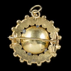 Antique Georgian Flat Cut Garnet Pearl Pendant Brooch 18 Carat Gold, circa 1800