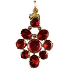 Antique Georgian Flat Cut Garnet Pendant 18 Carat Gold, circa 1770