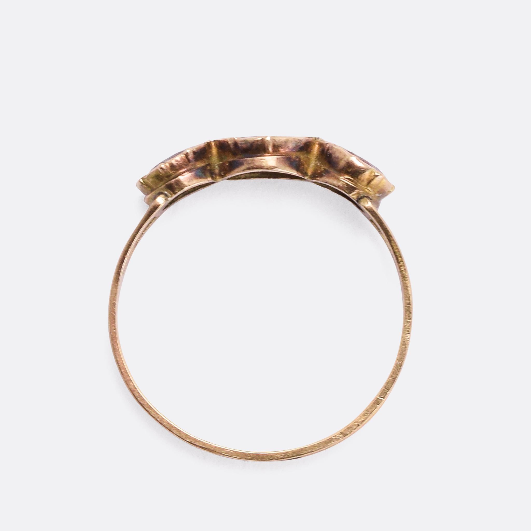 Women's Antique Georgian Flat-Cut Garnet Three-Stone Ring