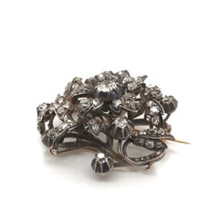 Antique Georgian Floral Brooch Featuring 3 Carats DTW of Antique Diamonds