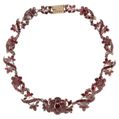 Antike georgische Granat-Halskette mit Folienrücken