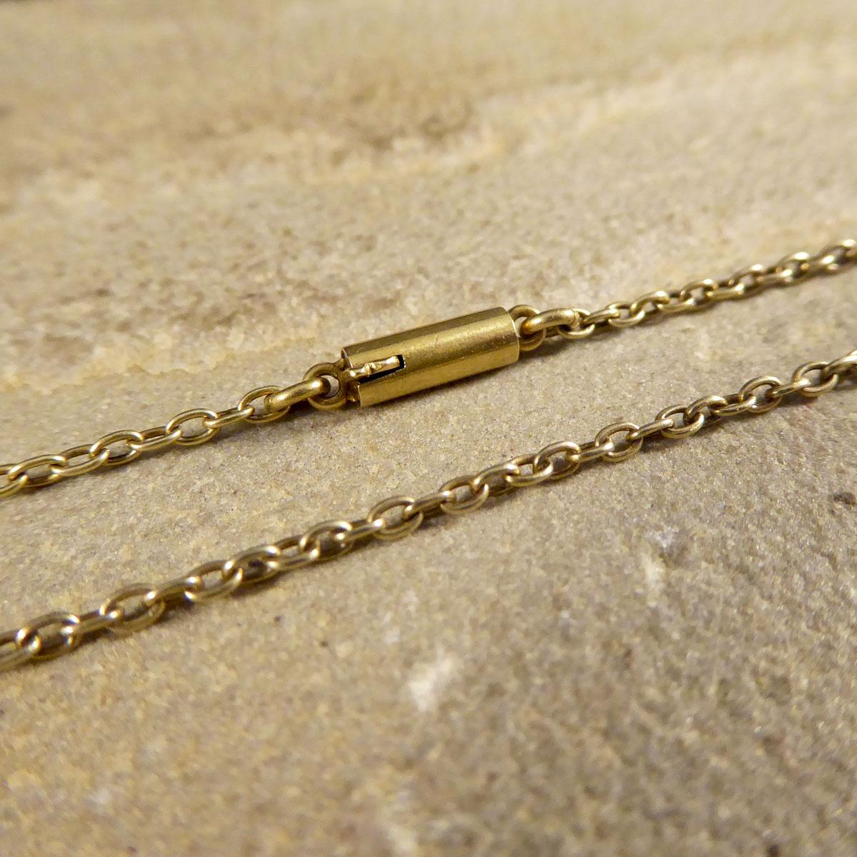 Antique Georgian Foiled Back Garnet Cross Drop Pendant Necklace in 14ct Gold 1