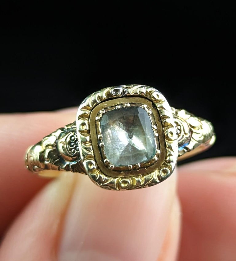 Bague Ancienne Géorgienne En Or 12 Carats Avec Grenat - Taille 12 - Bijou Vintage