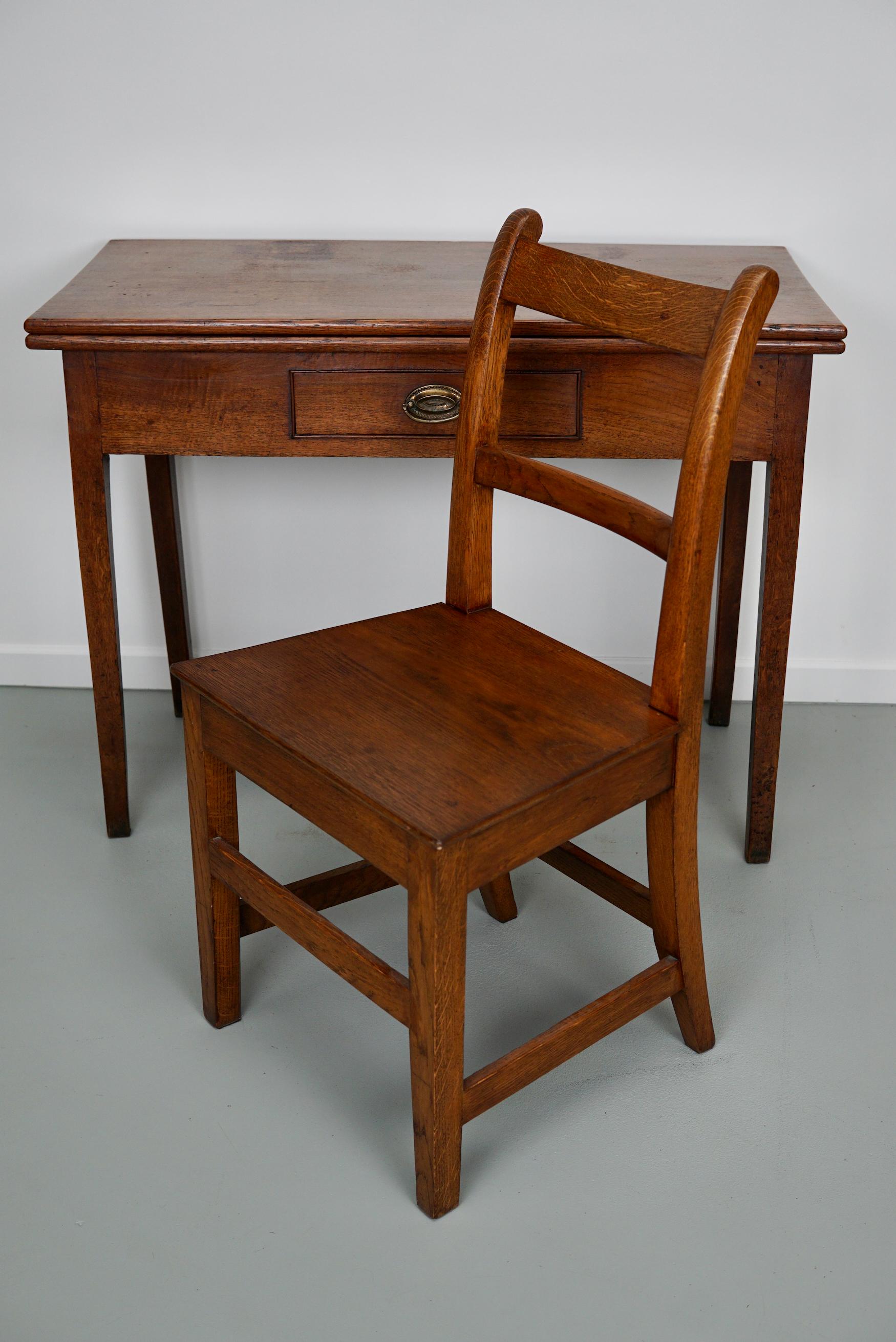 British Antique Georgian Foldable Writing Side Table Desk Set with Chair For Sale