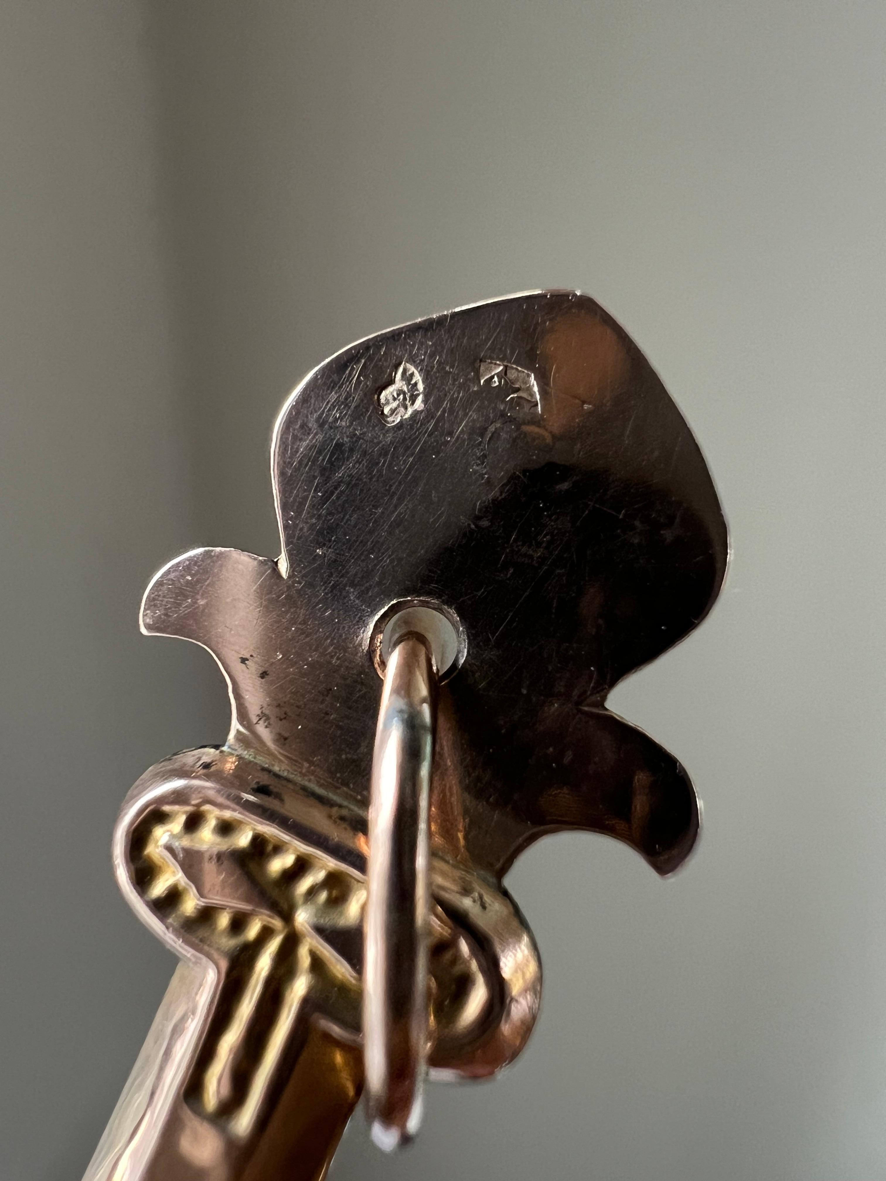 Georgiano Antique French 14k Croce di Jeannette in vendita