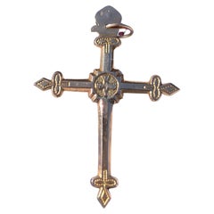 Antikes georgianisches französisches 14k 'Jeannette' Kreuz