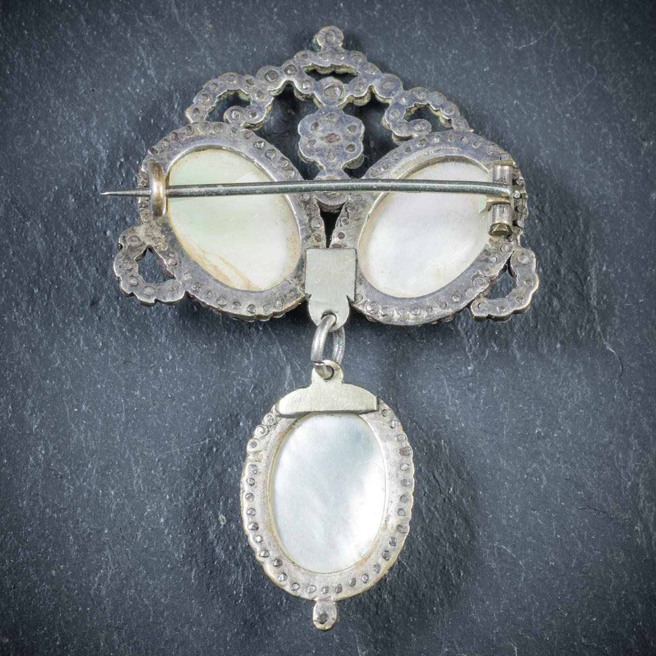 Women's Antique Georgian Garnet Silver, circa 1780 Brooch