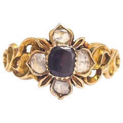 Antique Georgian Garnet Diamond Flower Cluster Ring