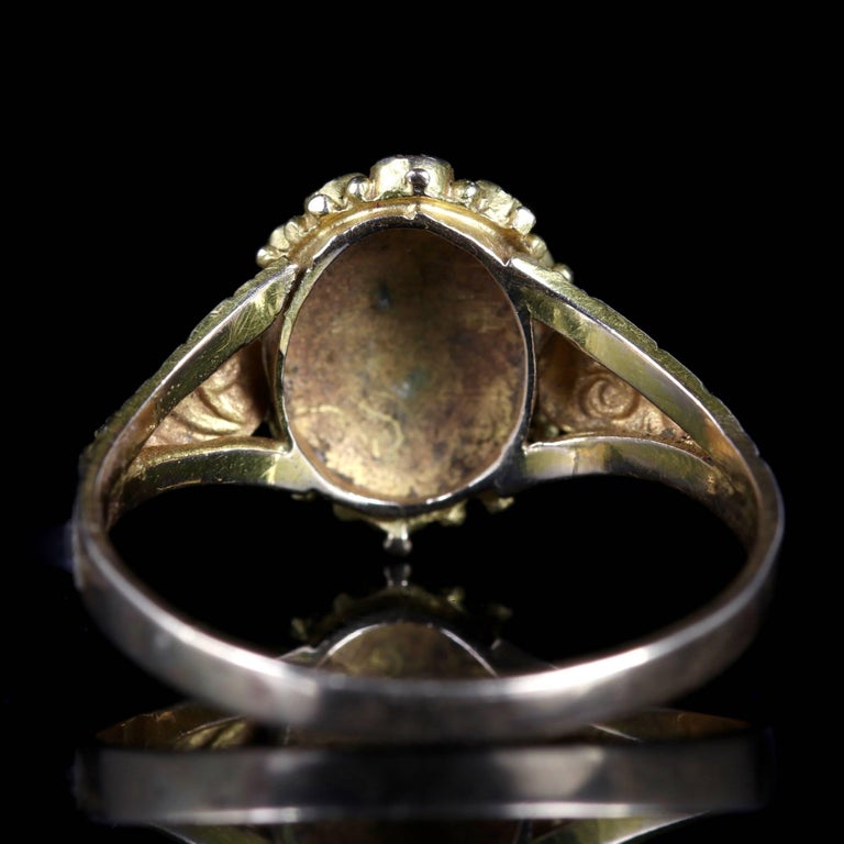 Antique Georgian Garnet Pearl Ring 18 Carat Gold, circa 1820 at 1stDibs