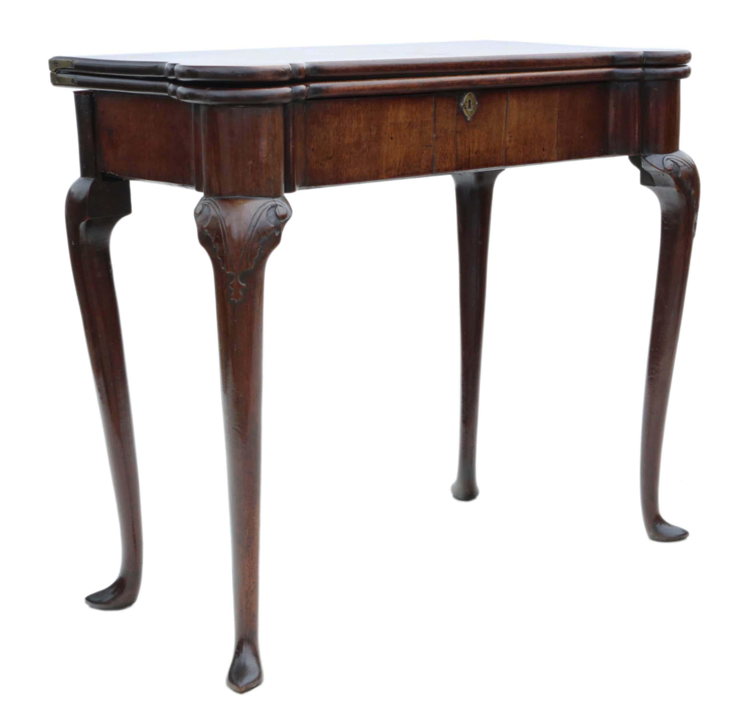 Ancienne table à cartes ou à thé géorgienne George II en acajou incrusté - C1750 en vente 8
