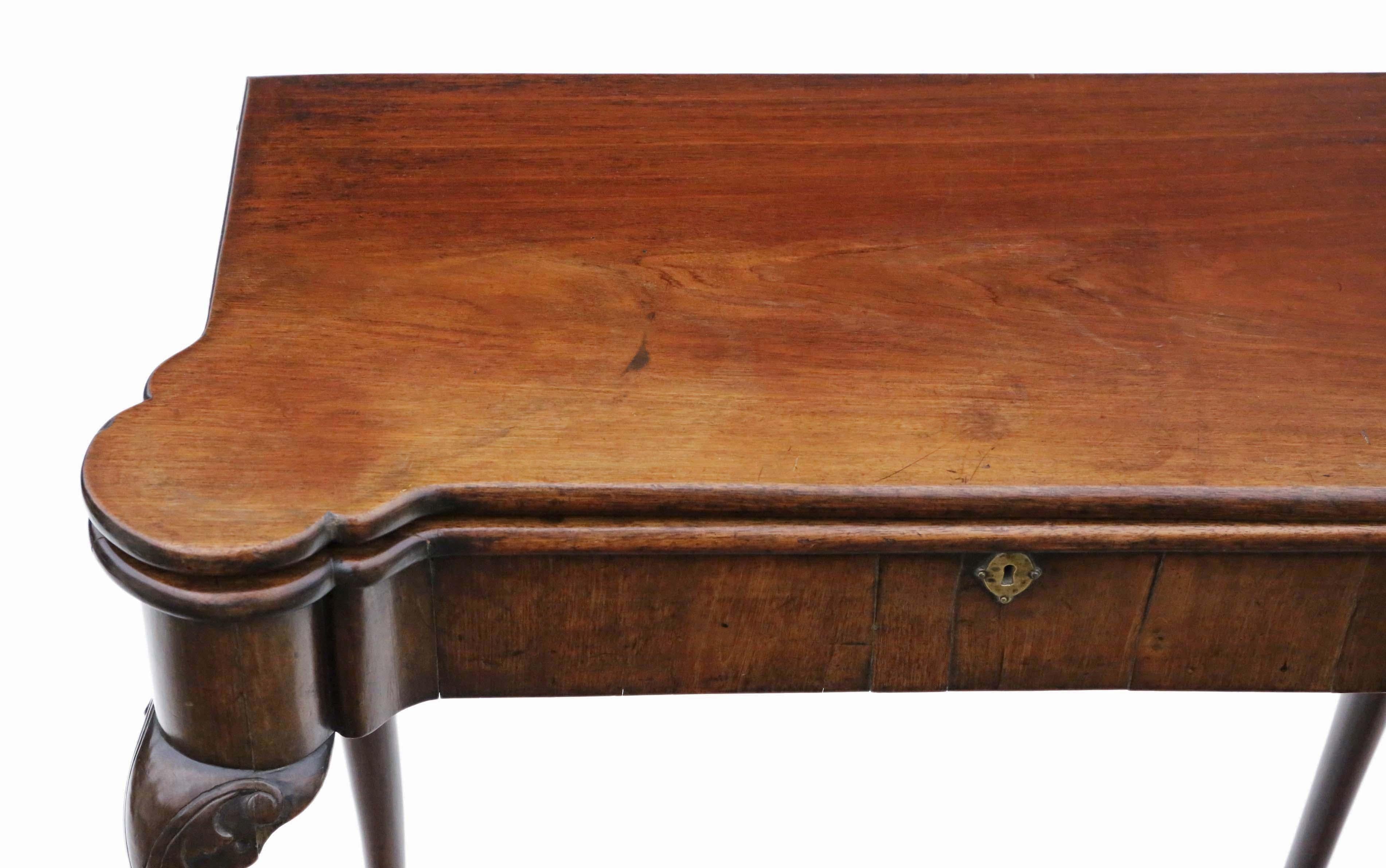 Ancienne table à cartes ou à thé géorgienne George II en acajou incrusté - C1750 Bon état - En vente à Wisbech, Cambridgeshire
