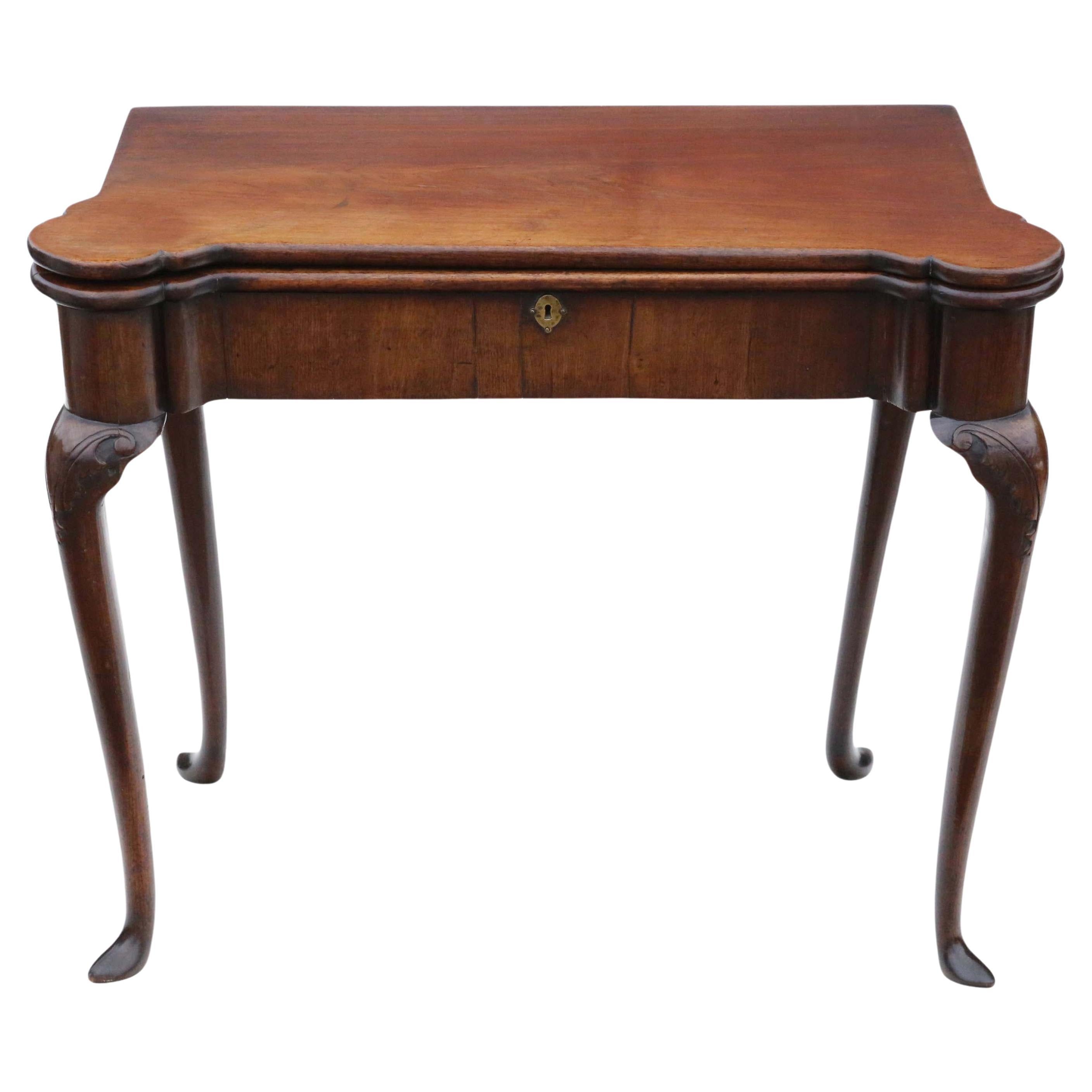 Antike georgianische George II Intarsien Mahagoni Folding Karte oder Tee Tisch - C1750