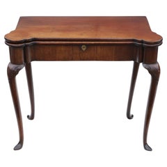 Antigua mesa de té o de cartas plegable georgiana de caoba con incrustaciones de Jorge II - C1750