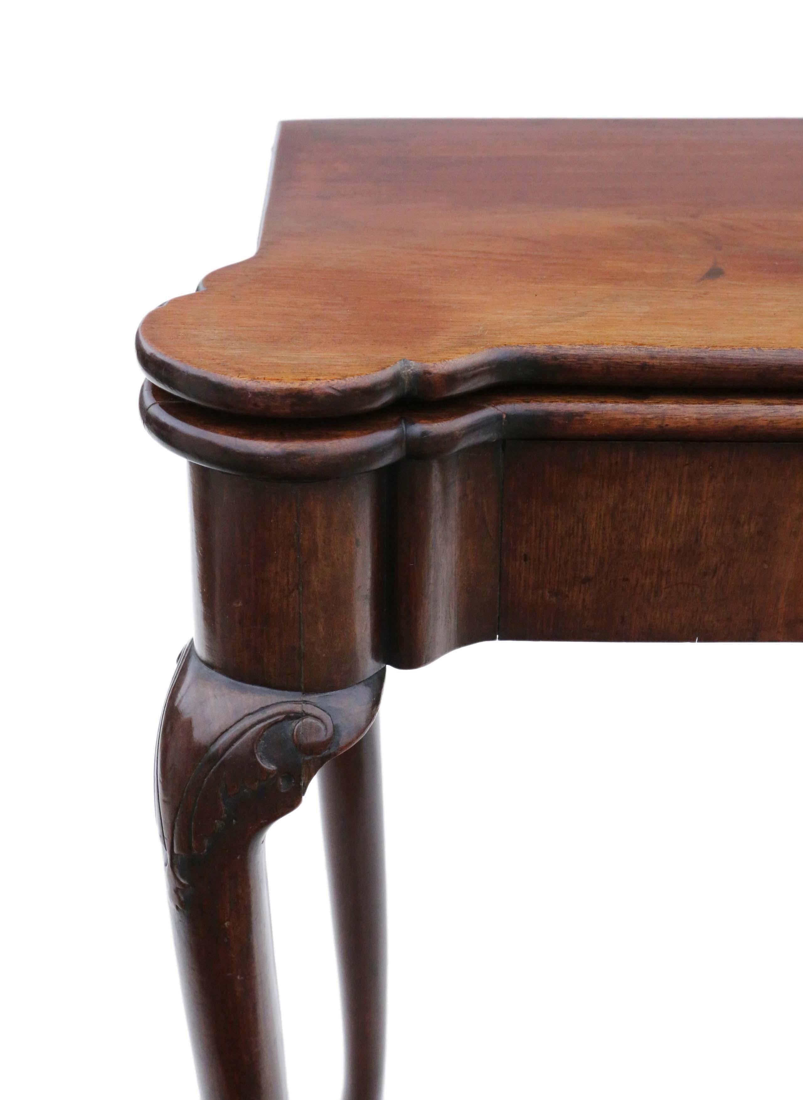 Antique Georgian George II Inlaid Mahogany Folding Card Tea Table In Good Condition For Sale In Wisbech, Cambridgeshire