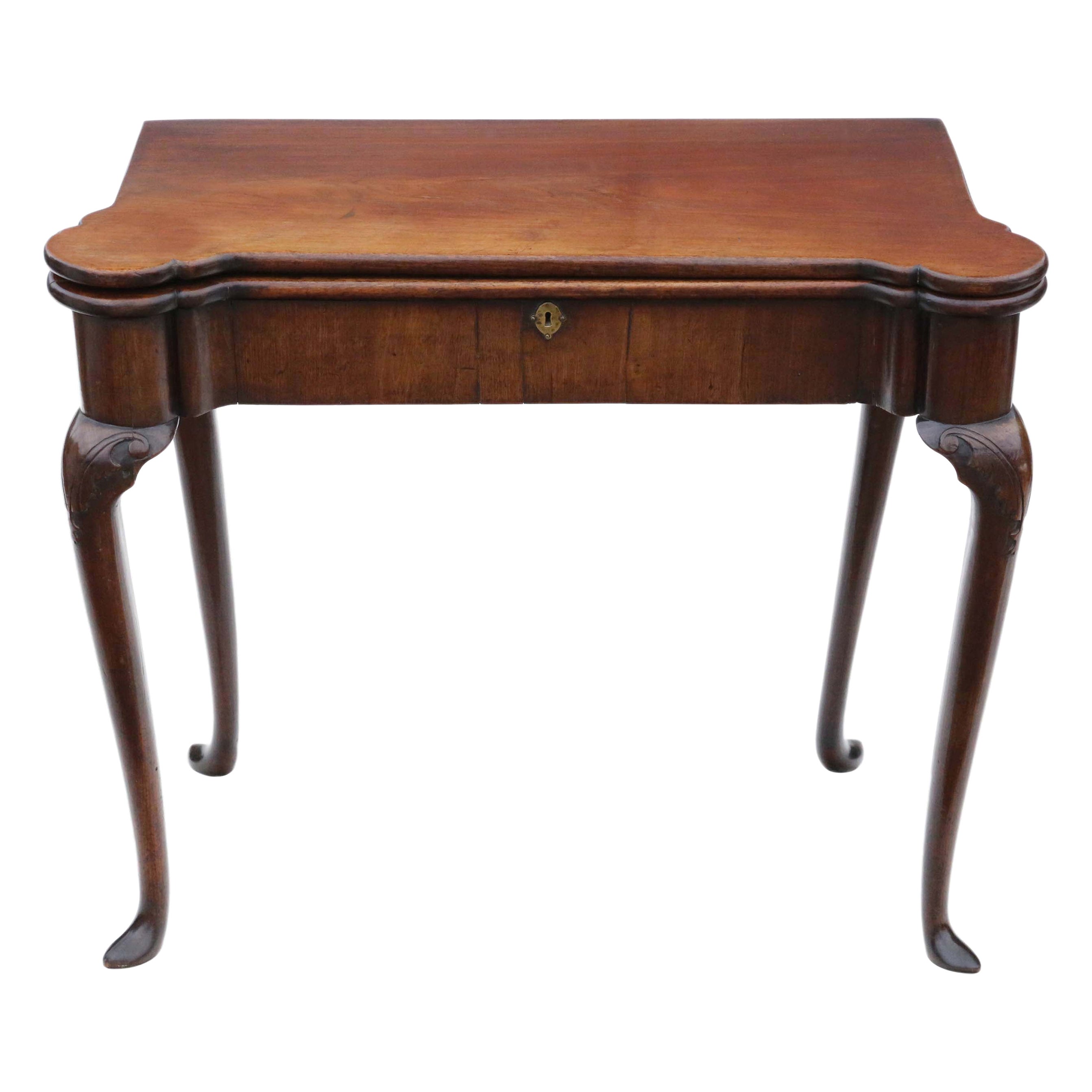 Antique Georgian George II Inlaid Mahogany Folding Card Tea Table