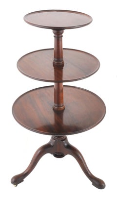 Antique Georgian George III Chippendale Mahogany 3-Tier Dumb Waiter Server 1790