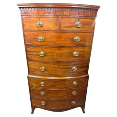 Antique Georgian George III Mahogany Bow-Front Chest on Chest