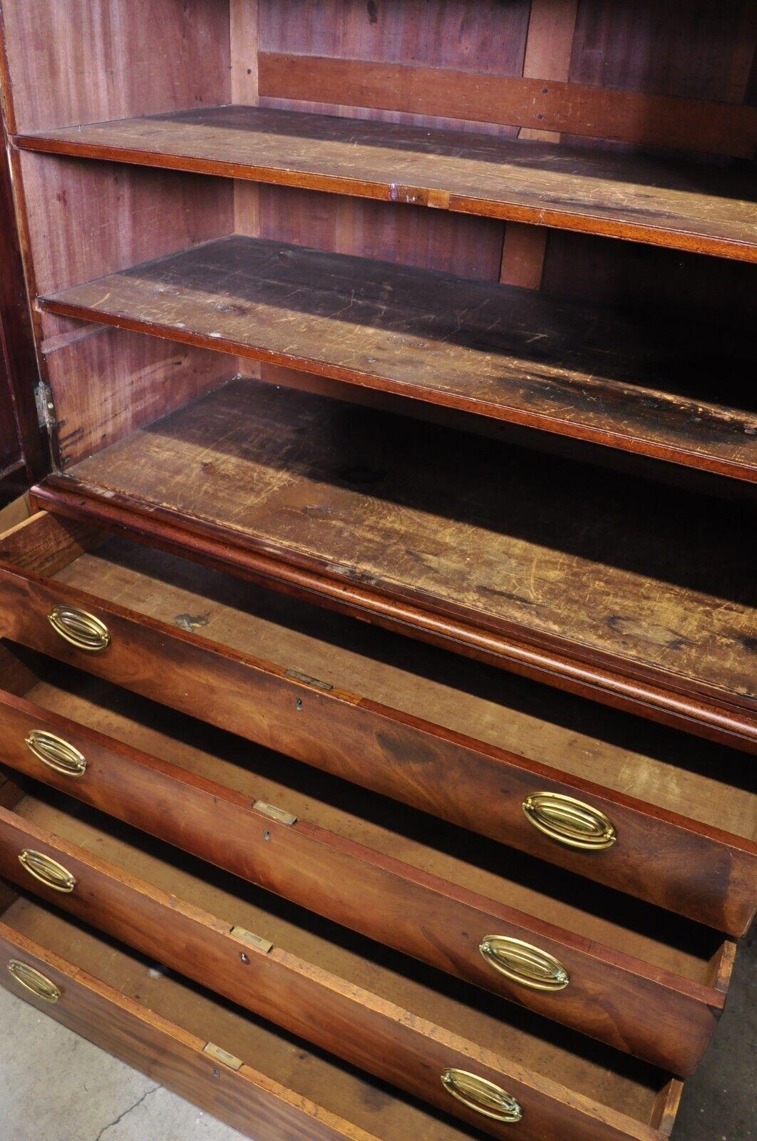Antique Georgian George III Mahogany Linen Press Wardrobe Dresser Cabinet 7