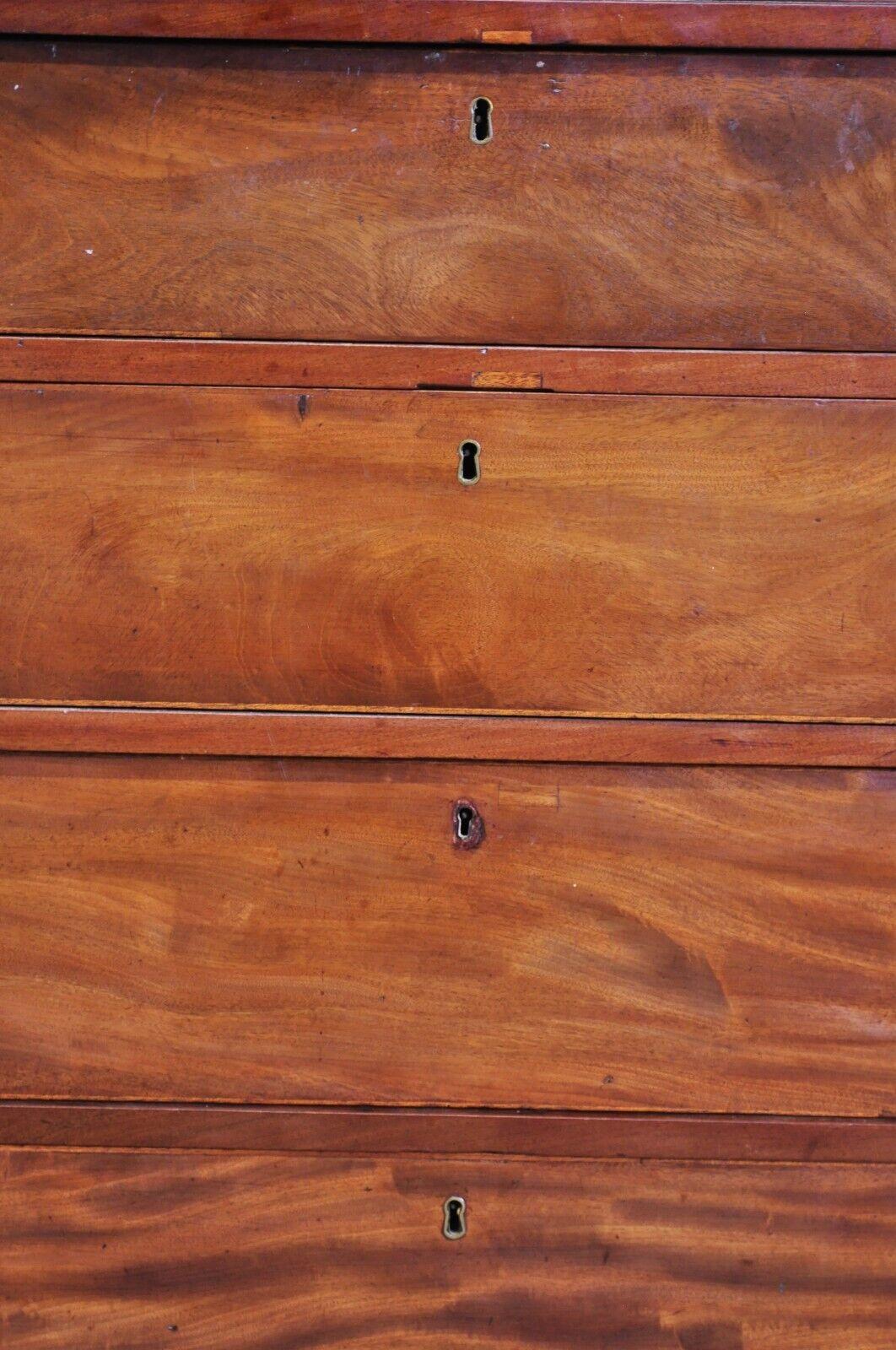 Antique Georgian George III Mahogany Linen Press Wardrobe Dresser Cabinet 2
